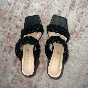 Black braided heels